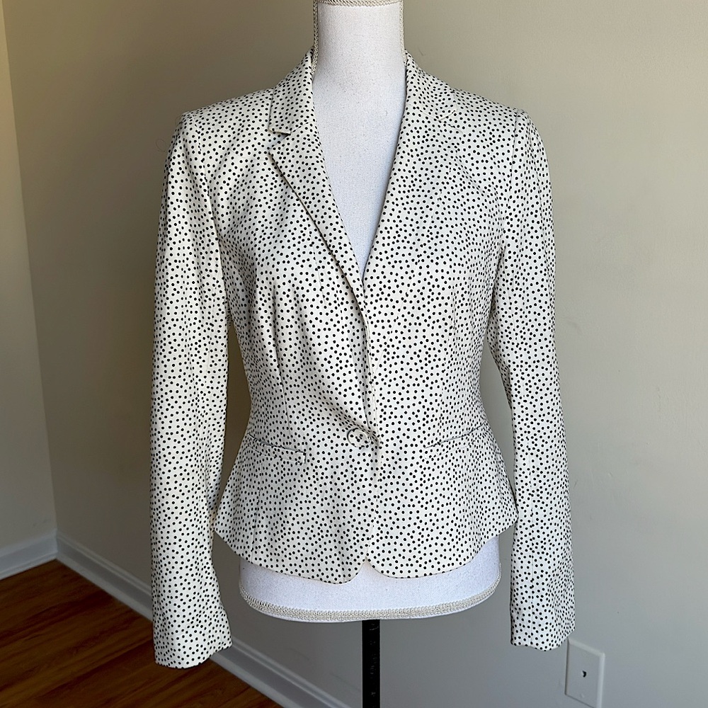 Ann Taylor black and white polka dot blazer women’s size Small